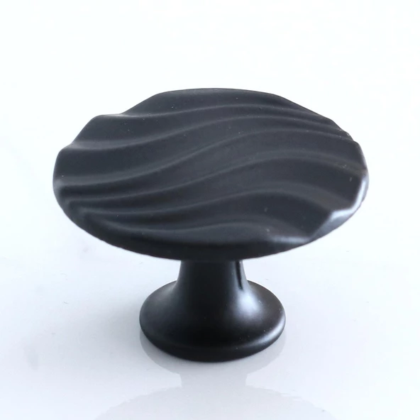 Dalga Düğme Mat Siyah Kulp Mobilya Mutfak Dolabı Çekmece Dolap Kulpları Kapak Kulpu Kulbu Kulb Metal - Resim 2