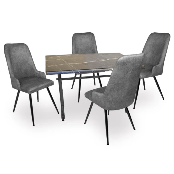 Valerya Werzalit - Çırağan Masa Takımı  - Royal Mermer Füme ürün görseli 1