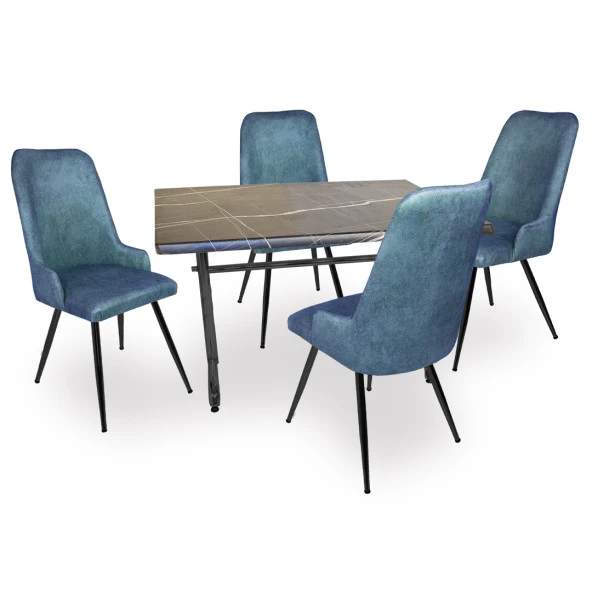 Valerya Werzalit - Çırağan Masa Takımı - Royal Mermer Mavi ürün görseli 1