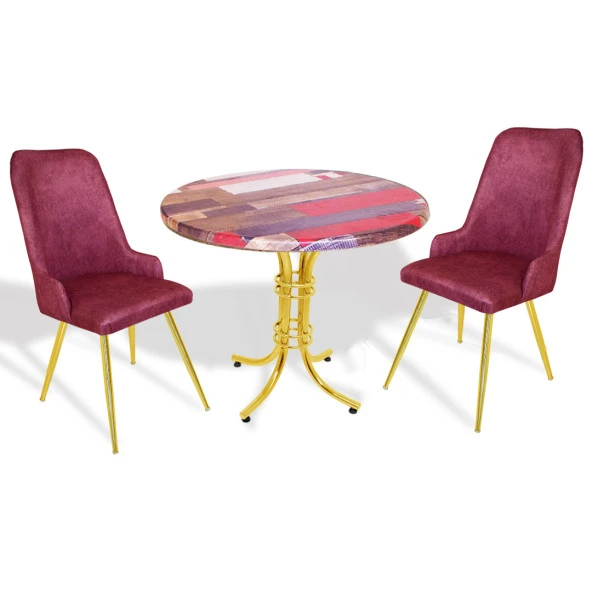Buket Werzalit Yuvarlak-Çırağan Gold Fiskos Seti - Red Wood Fuşya