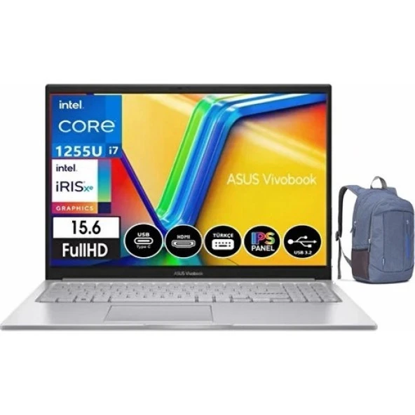 Asus Vivobook 15 X1504ZA-BQ441 Intel Core I7 1255U 8gb 512GB SSD Freedos 15.6 Fhd Taşınabilir Bilgisayar Sırt Çantası