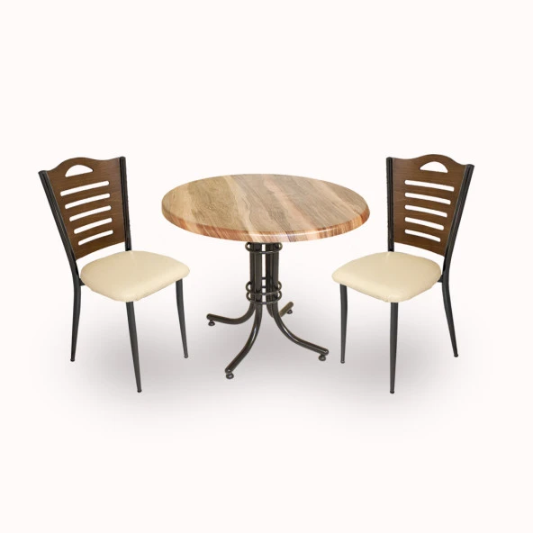 Buket Werzalit Yuvarlak ESB-Merdiven 2li Mutfak Masa Takımı - Indiana Wood Krem ürün görseli 1