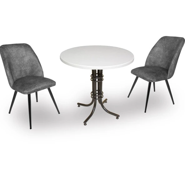 Buket Werzalit Yuvarlak ESB - Nilüfer 2li Mutfak Masa Takımı - Füme