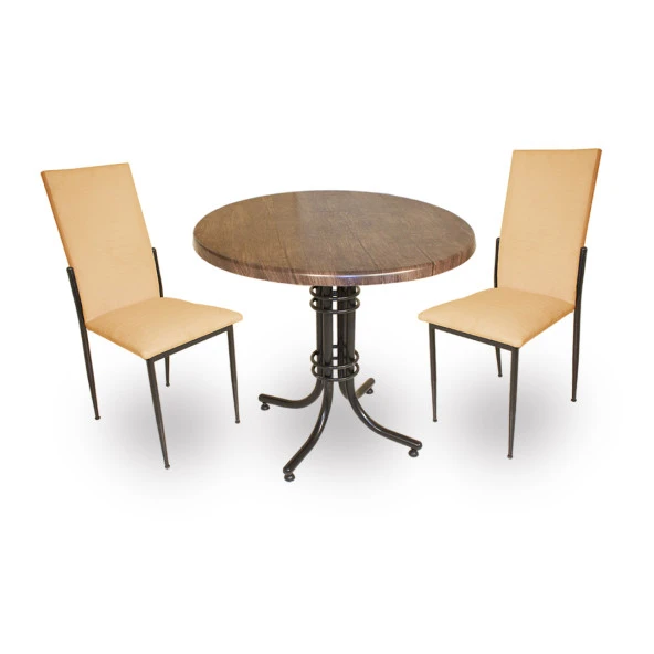 Buket Werzalit Yuvarlak ESB-Gözde 2li Mutfak Masa Takımı - Antik Dark Kapiçino