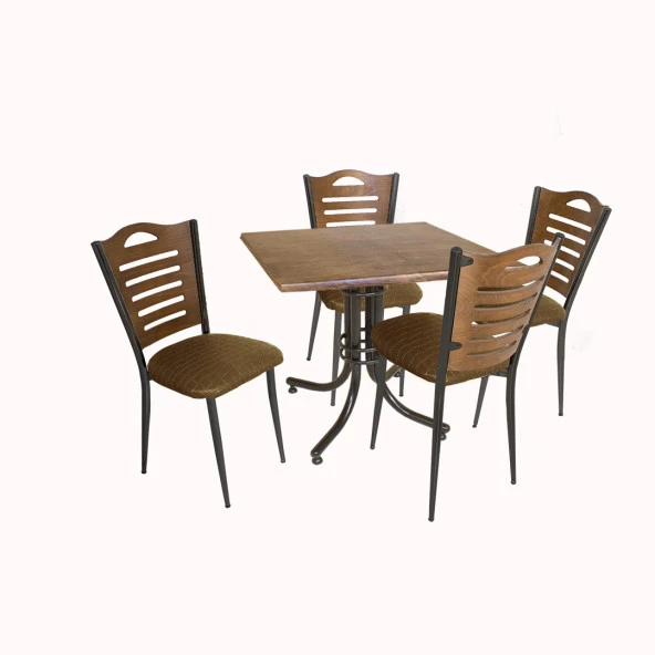 Buket Werzalit Kare ESB-Merdiven Mutfak Masa Takımı - Antik Dark Kahve ürün görseli 1