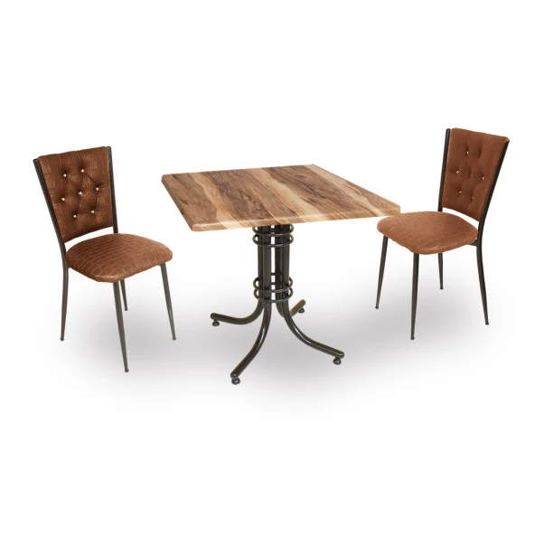 Buket Werzalit Kare ESB-Kapitoneli 2li Mutfak Masa Takımı - Indıana Wood Kahve