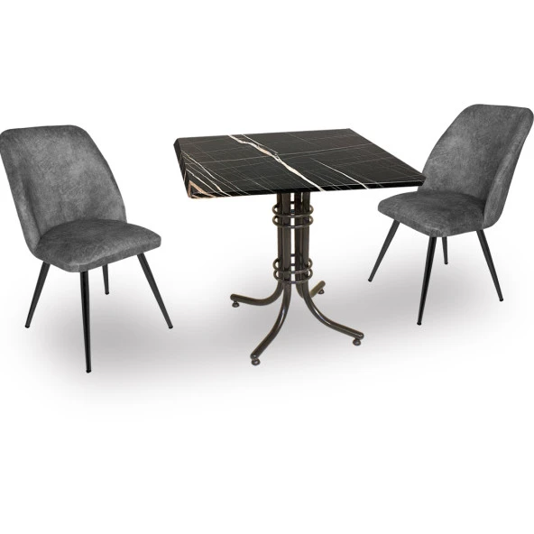 Buket Werzalit Kare ESB-Nilüfer 2li Mutfak Masa Takımı - Royal Mermer Füme