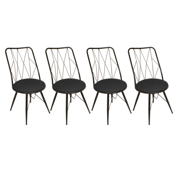 Royal Tel Sandalye (Elektrostatik Boya) (4 Adet Fiyatıdır) - Siyah