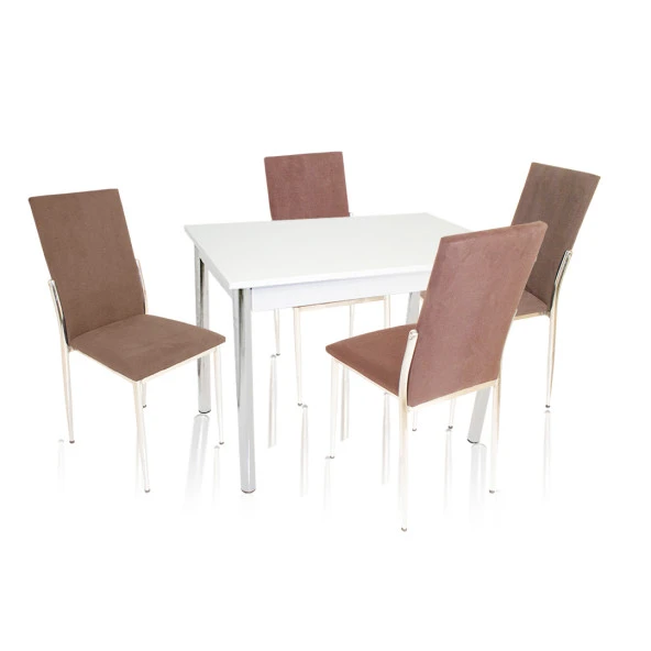 Akasya Gözde Mutfak Masa Takımı (Kumaş) - Kahve