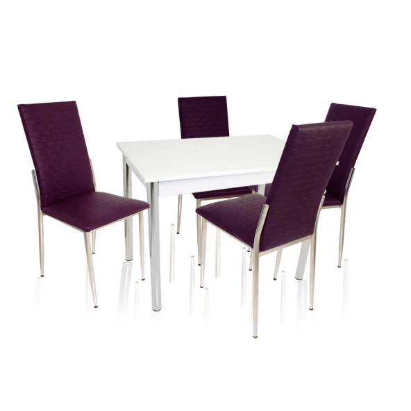 Akasya Gözde Mutfak Masa Takımı (Deri) - Mor