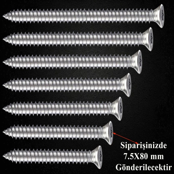 Buldex Vida 7.5x80 mm 50 ADET Sivri Uçlu Dübelsiz Beton Vidası Tork Duvar Vidası Buldeks - 4