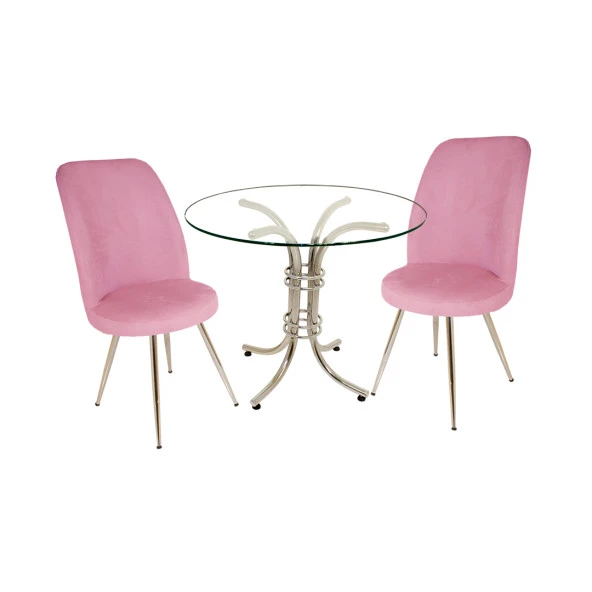 Buket Yuvarlak Cam - Saray Fiskos Seti - Pembe