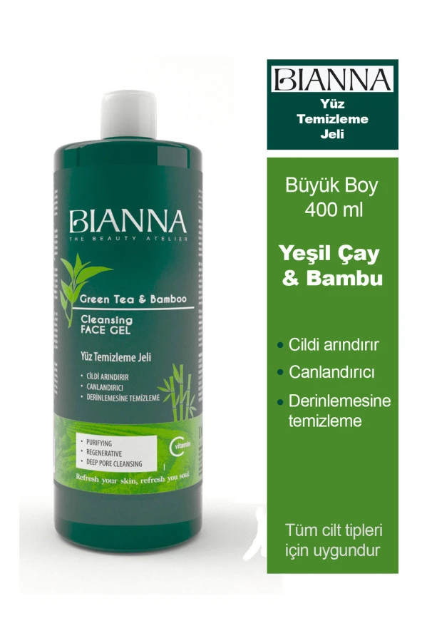 Bianna Yeşil Çay ve Bambu Özlü Yüz Temizleme Jeli 400 ml C Vitaminli