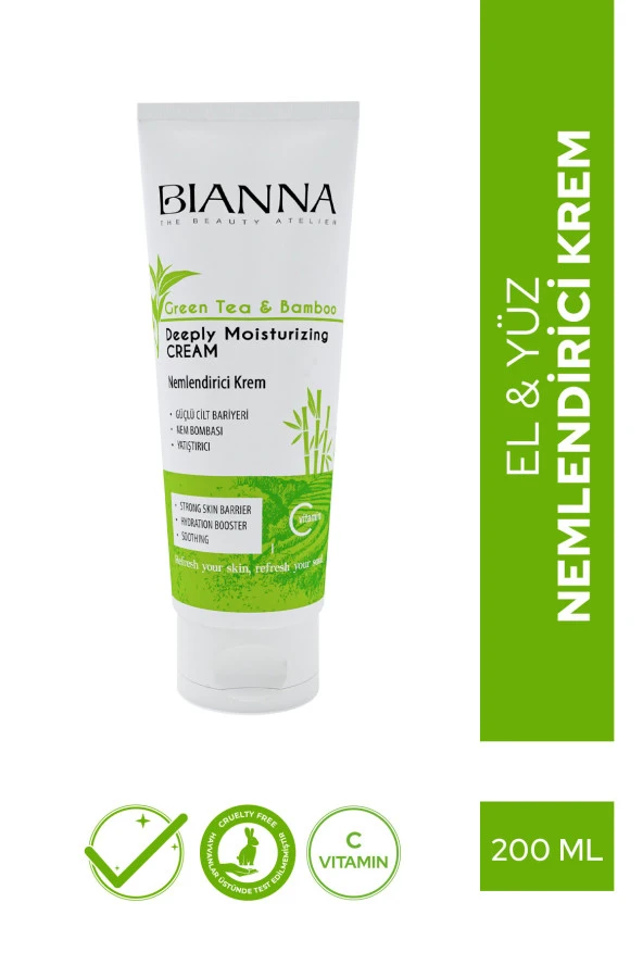 Bianna Yeşil Çaylı ve Bambu Özlü Nemlendirici Krem 200ml