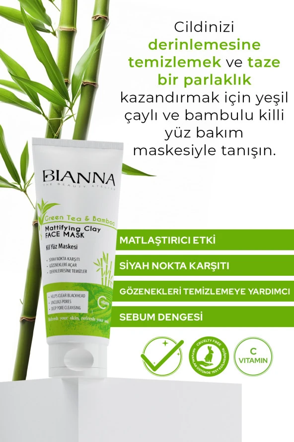 Bianna Yeşil Çay Ve Bambu Özlü Kil Maskesi C Vitaminli 200ml - 2