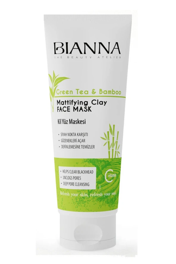 Bianna Yeşil Çay ve Bambu Özlü Kil Maskesi 200 ml. C vitaminli - 2