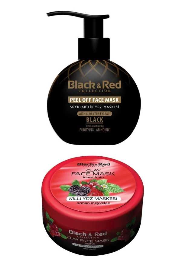 Black Red Black & Red Soyulabilir Siyah Yüz Maskesi Arındırıcı 250 ml - Killi Yüz Maskesi Orman Meyveli 400gr