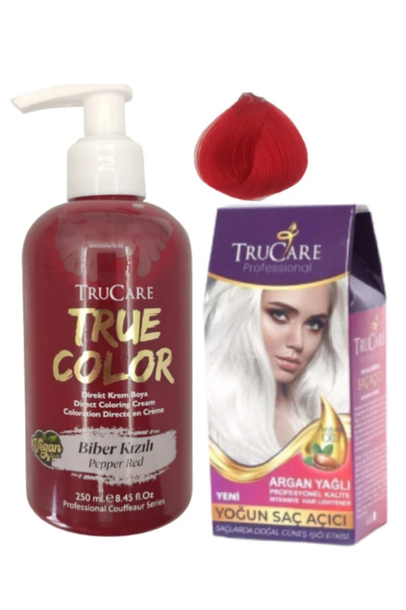 Trucare Trucolor 250ml Renkli Saç Boyası Biber Kızılı+saç Açıcı