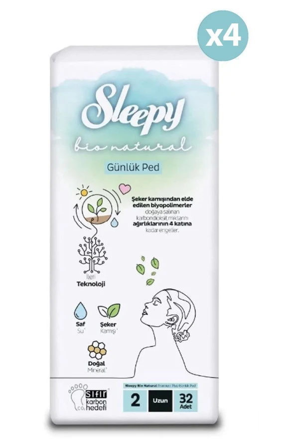 Sleepy Bio Natural Premium Plus Günlük Ped Uzun 128 Adet Ped