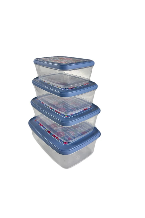 Gıda Saklama Kabı Erzak Saklama Kabı Meyve Sebze Et Balıkları Taze Ve Kuru Tutmak Için 4'lü Set