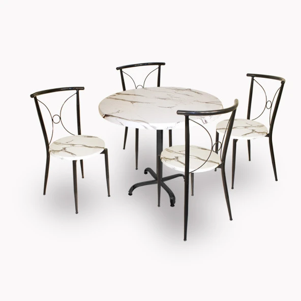 Indigo Werzalit Yuvarlak - Tiffany Masa Takımı (90cm) - Afyon Mermer ürün görseli