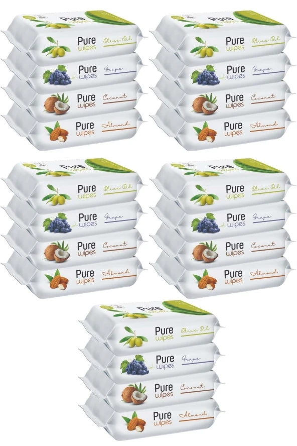 Pure Baby Wipes Islak Havlu Mendil 50 Yaprak 20 Li Set (1000 YAPRAK) (MEYVELİ)