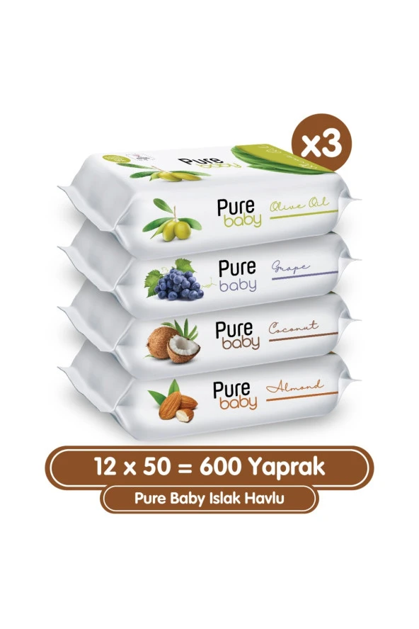 Pure Baby Islak Havlu 12x50 (600 YAPRAK)