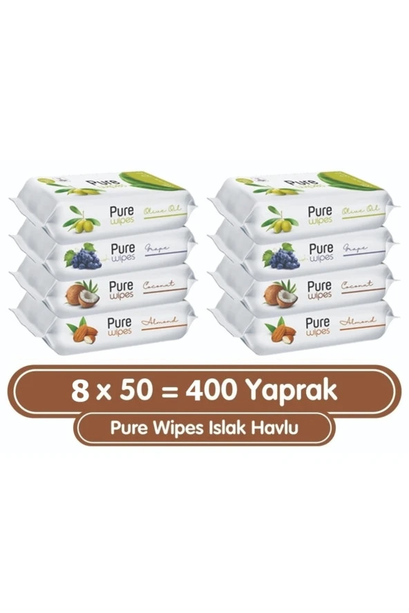 Pure Baby Wipes Islak Havlu 8x50 (400 Yaprak)