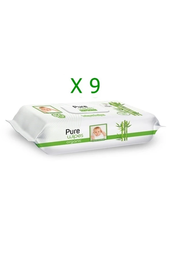 Pure Baby Pure Wipes Organik Bambu Özlü Islak Havlu 60'lı X 9'lu Avantaj Paketi