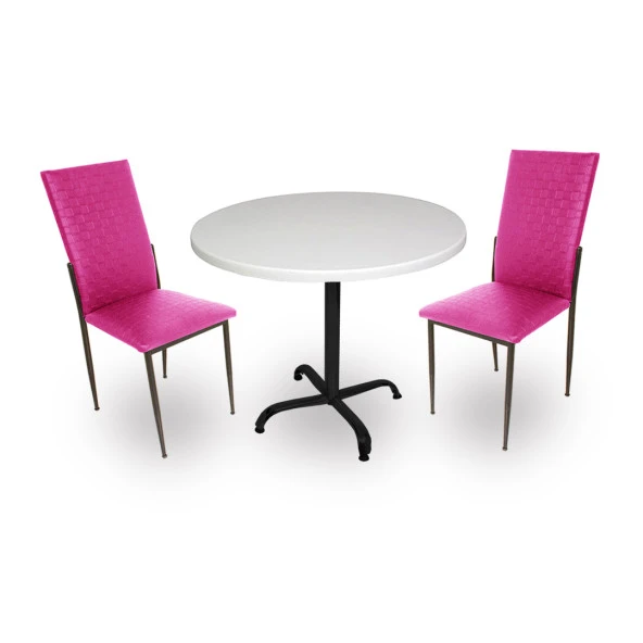 Indigo Werzalit Yuvarlak - Gözde 2li Masa Takımı (90 cm çap) - Mor