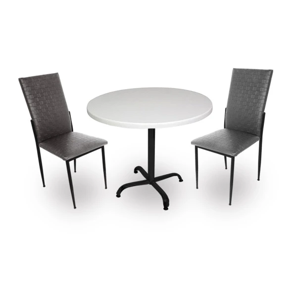 Indigo Werzalit Yuvarlak - Gözde 2li Masa Takımı (70 cm çap) - Siyah