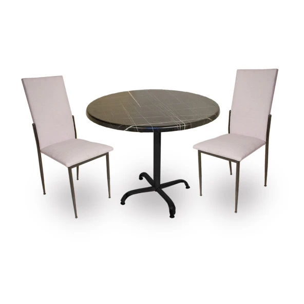 Indigo Werzalit Yuvarlak - Gözde 2li Masa Takımı (90 cm çap) - Royal Mermer Beyaz ürün görseli 1