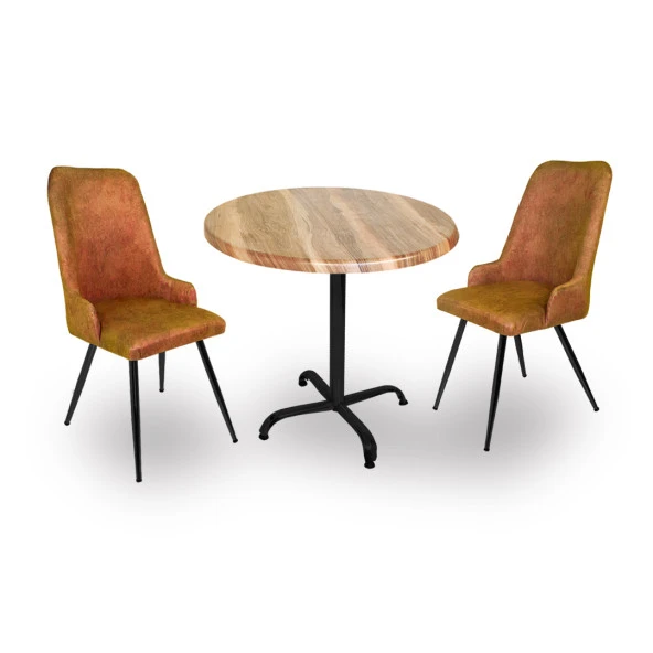 Indigo Werzalit Yuvarlak - Çırağan 2li Masa Takımı (70 cm çap) - Indiana Wood Kiremit