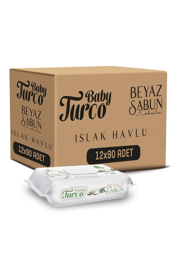 Baby Turco Beyaz Sabun Kokulu Islak Havlu 90'lı X 12