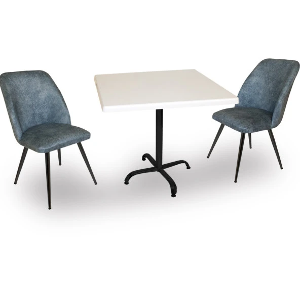 Indigo Werzalit Kare - Nilüfer 2li Masa Takımı (80X80) - Mavi