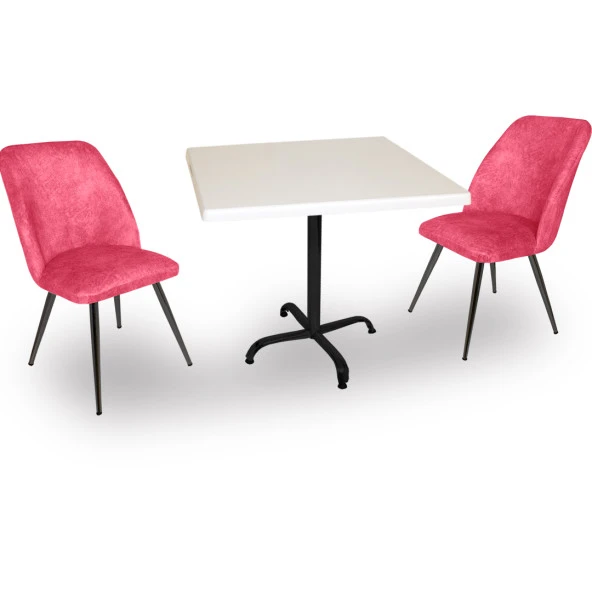 Indigo Werzalit Kare - Nilüfer 2li Masa Takımı (70X70) - Pembe