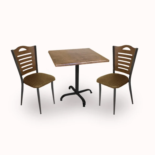 Indigo Werzalit Kare - Merdiven Tip 2li Masa Takımı (70X70) - Krem Indiana Wood