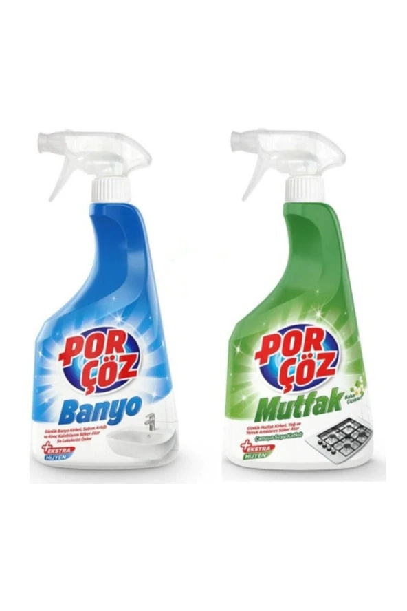 Porçöz Mutfak & Banyo Temizlik Spreyi 750 Ml. 2'li Set