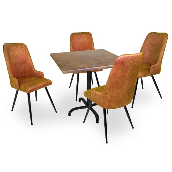 Indigo Werzalit Kare - Çırağan Masa Takımı (80x80) - Antik Dark Kiremit ürün görseli