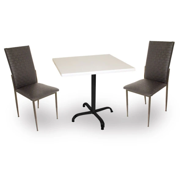 Indigo Werzalit Kare - Gözde 2li Masa Takımı (80X80) - Siyah