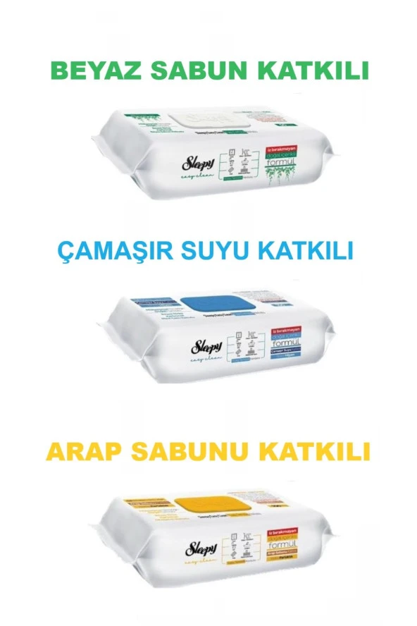 Sleepy SleepyEasy Clean Beyaz Sabun Katkılı+Çamaşır Suyu Katkılı+Arap Sabunu Katkılı 3X100 (300 Yaprak)