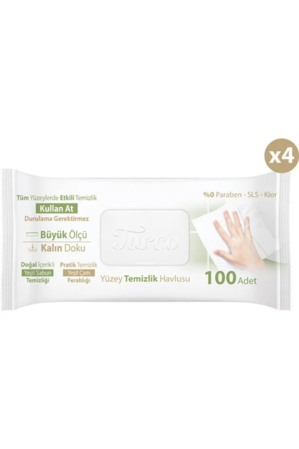 Baby Turco Turco Doğadan Pratik Yüzey Temizlik Havlusu 4X100 (400 Yaprak) - 2