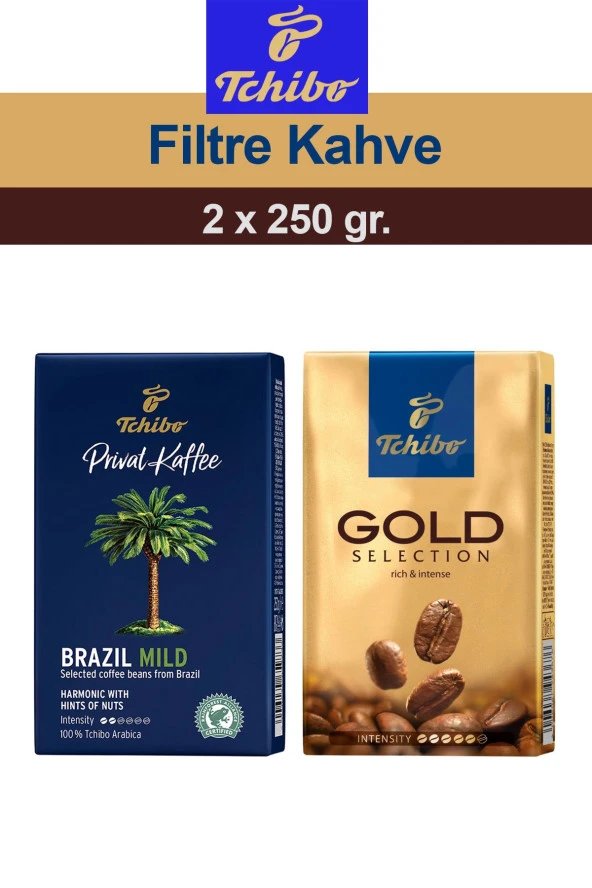 Tchibo Privat Kaffee Brazil Mild ve Gold Selection Öğütülmüş Filtre Kahve 2x250 gr.