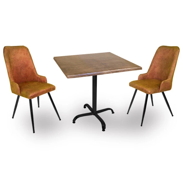 Indigo Werzalit Kare - Çırağan 2li Masa Takımı (60x60) - Antik Dark Kiremit