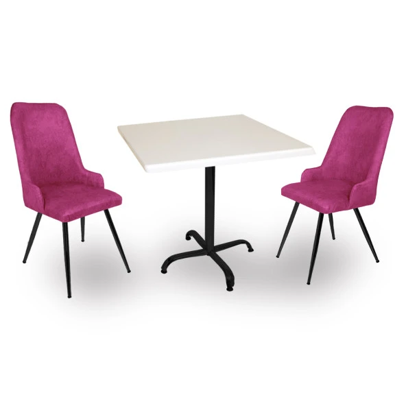 Indigo Werzalit Kare - Çırağan 2li Masa Takımı (80x80) - Mor