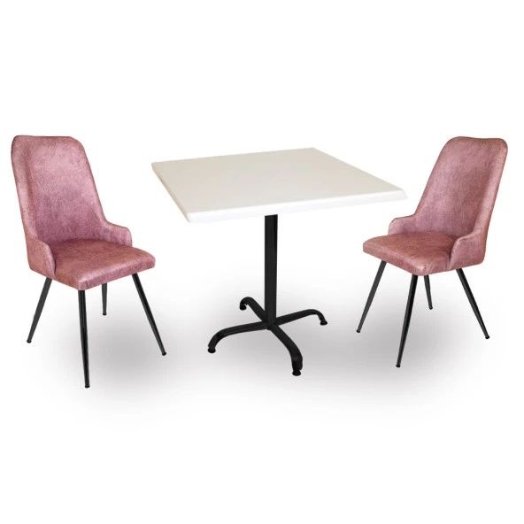 Indigo Werzalit Kare - Çırağan 2li Masa Takımı (80x80) - Pembe