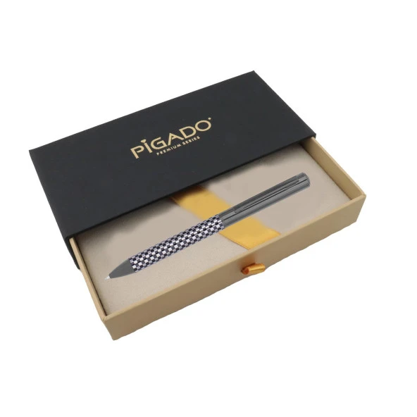 İsme Kişiye Özel Çevirmeli Dama Desenli Metal Tükenmez Kalem ürün görseli 1