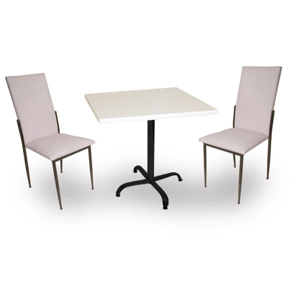 Indigo Werzalit Kare - Gözde 2li Masa Takımı (70X70) - Beyaz