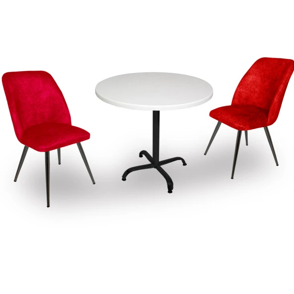 Indigo Werzalit Yuvarlak - Nilüfer 2li Masa Takımı (90 cm çap) - Bordo