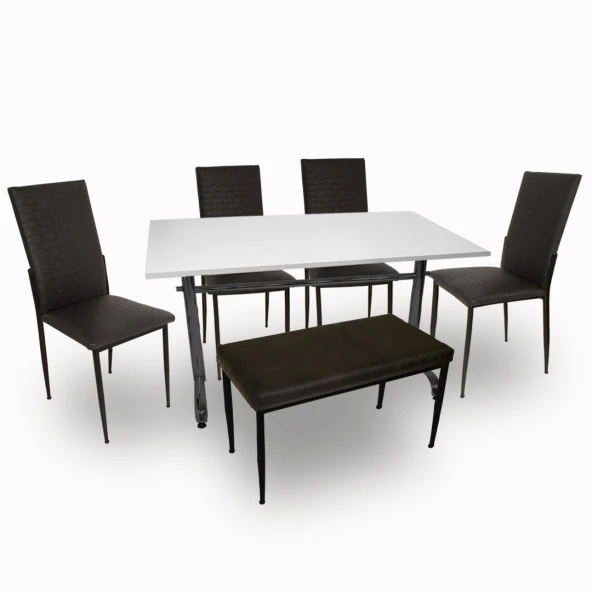 Valerya Mega  - Gözde Banklı Mutfak Masa Takımı (6 Kişilik) - Siyah